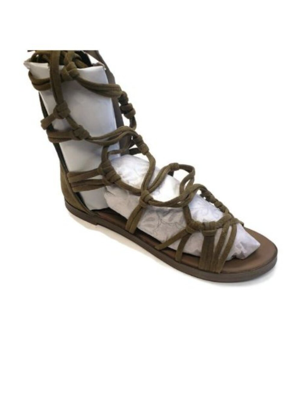 Breckelles DG23 Olive Gladiator Sandals Womens 6.5 Faux Suede Flat Shoes New - Picture 7 of 10
